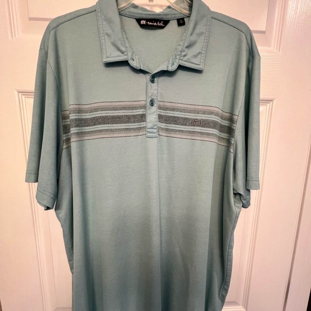 Travis Mathew, Emerald Isle Polo, color is Heather Beryl Green